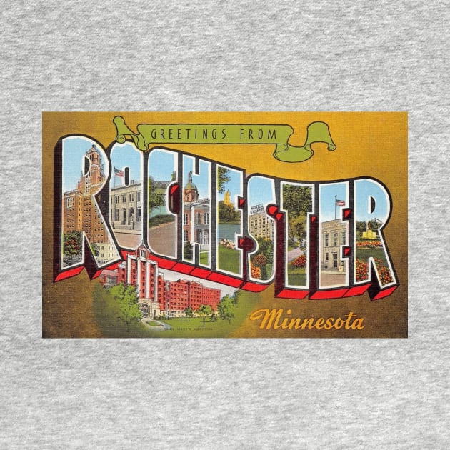 Greetings from Rochester Minnesota, Vintage Large Letter Postcard by Naves